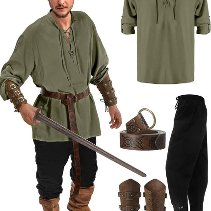 Costume Men Medieval Viking Top Pants Pirate Outfit - Costume - Costumes Plus - Mad Fly Essentials