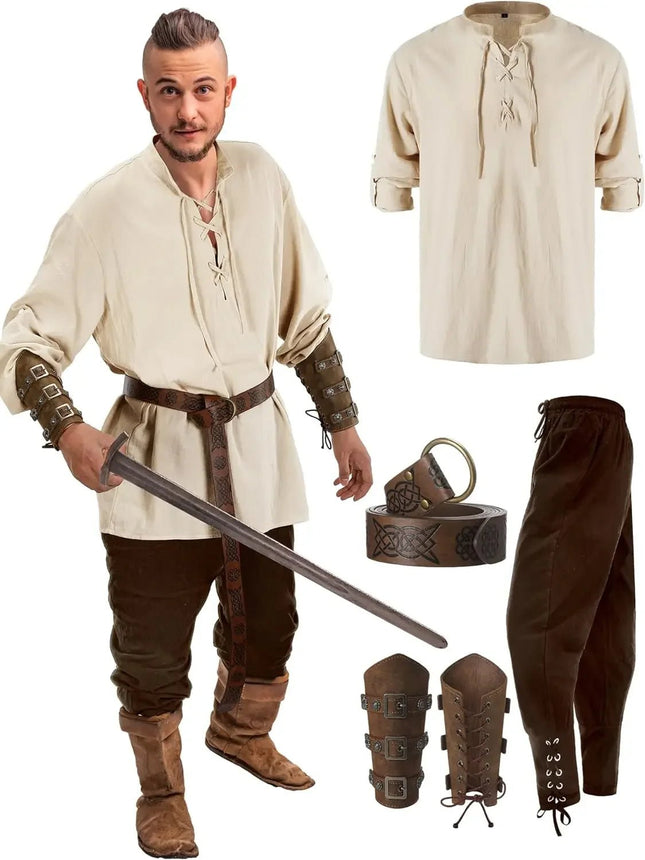 Costume Men Medieval Viking Top Pants Pirate Outfit - Costume - Costumes Plus - Mad Fly Essentials