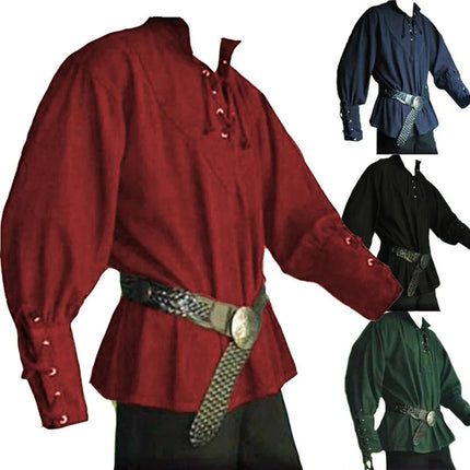 Costume Men Nordic Medieval Pirate Tunic Shirt - Costume - Retro Dress - Mad Fly Essentials