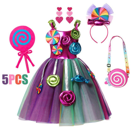 Costume Set Kids Girl Lollipop Carnival Birthday Party Dress - Costume Set - MUABABY - Mad Fly Essentials