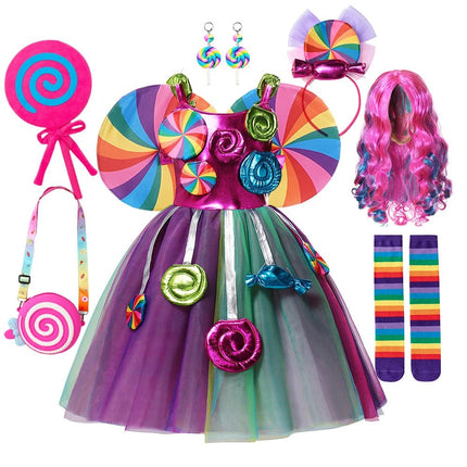Costume Set Kids Girl Lollipop Carnival Birthday Party Dress - Costume Set - MUABABY - Mad Fly Essentials