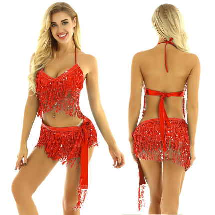 Costume Set Women Halter Sequin Belly Dance Costume - Costume Set - Tiaobug - Mad Fly Essentials