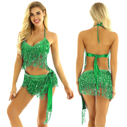 Costume Set Women Halter Sequin Belly Dance Costume - Costume Set - Tiaobug - Mad Fly Essentials