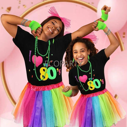 Costume Set Women Retro 80s Tutu Skirt Costume Set - Costume Set - Emotional Hearts - Mad Fly Essentials