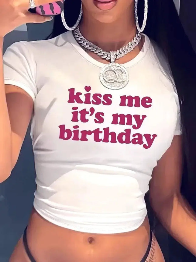Crop Top 2000s Birthday Women Graphic Tee - Crop Top - Chaunuer - Mad Fly Essentials