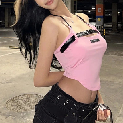 Crop Top Women 90s Fashion Long Halter Top - Crop Top - Emotional Hearts - Mad Fly Essentials