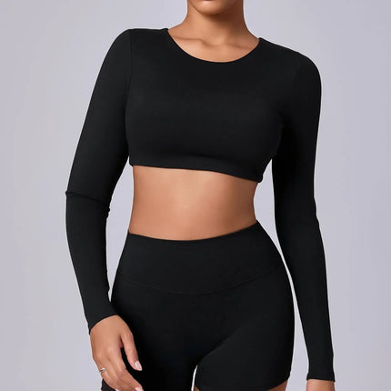 Crop Top Women Black Seamless Fitness Top - Crop Top - Vaambii - Mad Fly Essentials