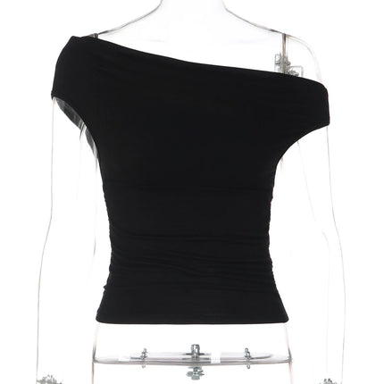 Crop Top Women Inclined Shoulder Sleeveless y2k Tank Top - Crop Top - HLJ&GG - Mad Fly Essentials
