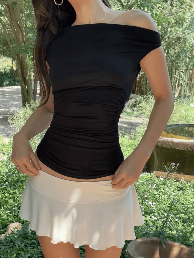 Crop Top Women Inclined Shoulder Sleeveless y2k Tank Top - Crop Top - HLJ&GG - Mad Fly Essentials