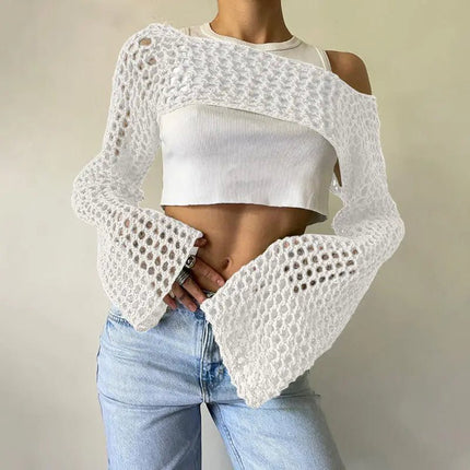 Crop Top Women Vintage Summer Hollow Top - Crop Top - Hirigin - Mad Fly Essentials