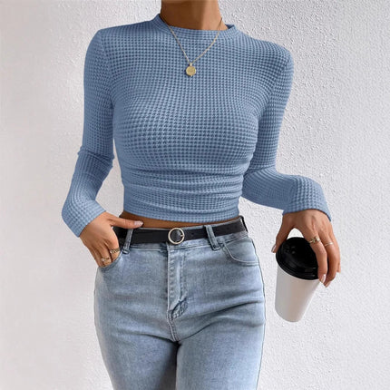 Crop Top Women Waffle Rib Bottoming Top - Crop Top - Werueruyu - Mad Fly Essentials
