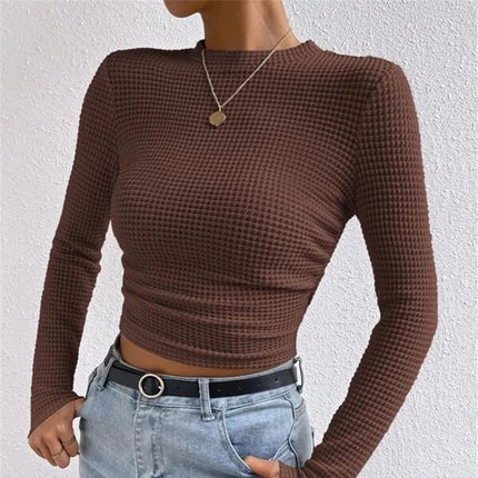Crop Top Women Waffle Rib Bottoming Top - Crop Top - Werueruyu - Mad Fly Essentials