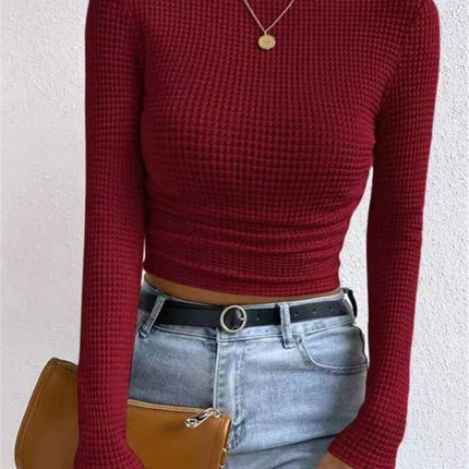 Crop Top Women Waffle Rib Bottoming Top - Crop Top - Werueruyu - Mad Fly Essentials