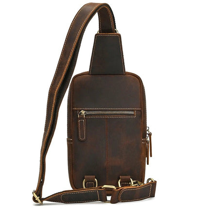 Crossbody Bag Men Leather Chest 7.9in Backpack - Crossbody Bag - LEATHFOCUS - Mad Fly Essentials