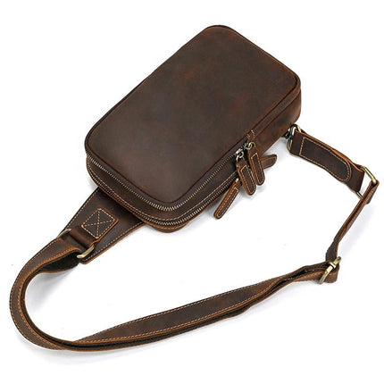 Crossbody Bag Men Leather Chest 7.9in Backpack - Crossbody Bag - LEATHFOCUS - Mad Fly Essentials