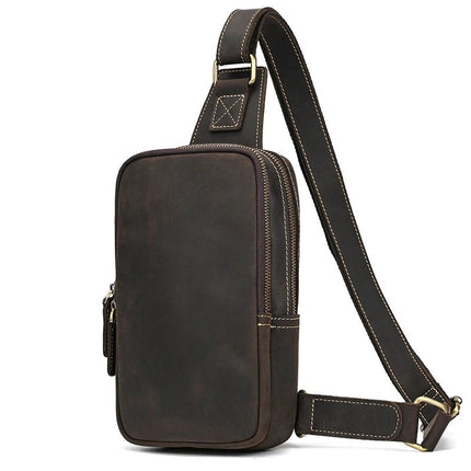 Crossbody Bag Men Leather Chest 7.9in Backpack - Crossbody Bag - LEATHFOCUS - Mad Fly Essentials