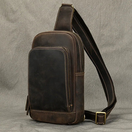Crossbody Bag Men Leather Chest 7.9in Backpack - Crossbody Bag - LEATHFOCUS - Mad Fly Essentials