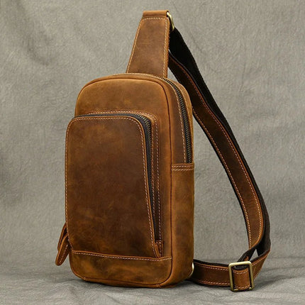 Crossbody Bag Men Leather Chest 7.9in Backpack - Crossbody Bag - LEATHFOCUS - Mad Fly Essentials