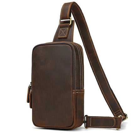 Crossbody Bag Men Leather Chest 7.9in Backpack - Crossbody Bag - LEATHFOCUS - Mad Fly Essentials