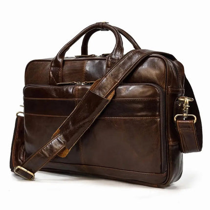 Crossbody Bag Retro Leather Casual 15.6' Business Briefcase - Crossbody Bag - LEATHFOCUS - Mad Fly Essentials