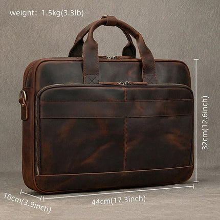 Crossbody Bag Retro Leather Casual 15.6' Business Briefcase - Crossbody Bag - LEATHFOCUS - Mad Fly Essentials