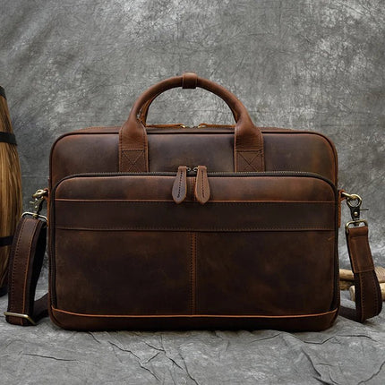 Crossbody Bag Retro Leather Casual 15.6' Business Briefcase - Crossbody Bag - LEATHFOCUS - Mad Fly Essentials