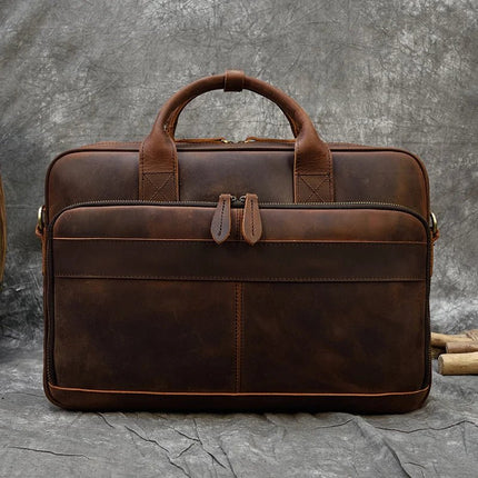Crossbody Bag Retro Leather Casual 15.6' Business Briefcase - Crossbody Bag - LEATHFOCUS - Mad Fly Essentials