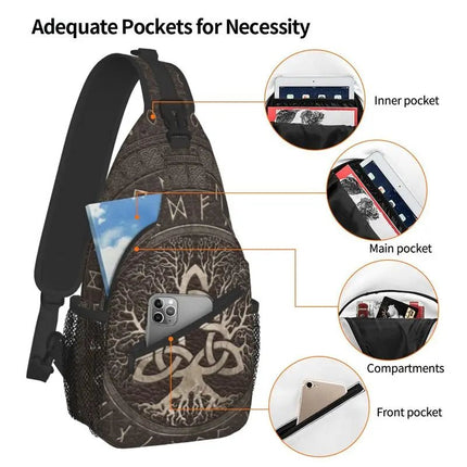Crossbody Bag Tree of Life Vikings Brown Leather Sling Bags - Crossbody Bag - CPLIFE - Mad Fly Essentials