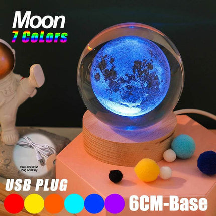 Crystal 3D USB Planet Moon LED Night Light - LED Night Light - Iamgool - Mad Fly Essentials