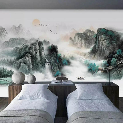 Custom 3D Asian Mountain Mural Wallpaper - Wallpaper - JD Home Decor - Mad Fly Essentials