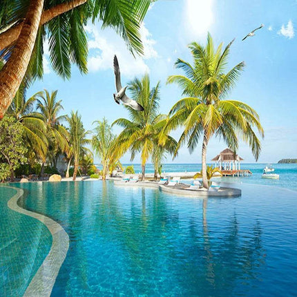 Custom 3D Beach Island Landscape Mural Wallpaper - Wallpaper - JD Home Decor - Mad Fly Essentials