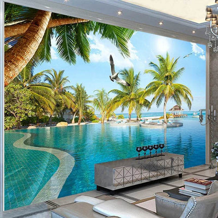 Custom 3D Beach Island Landscape Mural Wallpaper - Wallpaper - JD Home Decor - Mad Fly Essentials