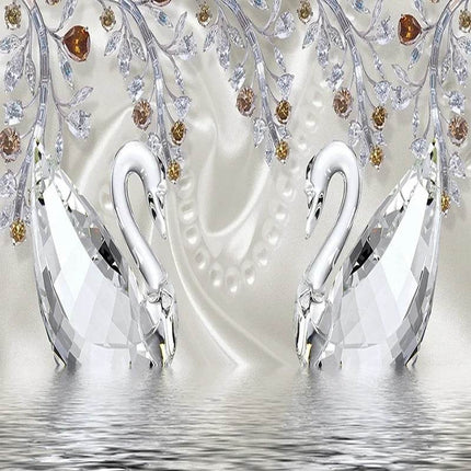 Custom 3D Crystal Diamond Swan Wallpaper - Wallpaper - JD Home Decor - Mad Fly Essentials