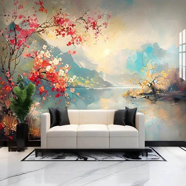 Custom 3D Floral Seaside Beach Landscape Mural Wallpaper - Wallpaper - jiadou - Melin - Mad Fly Essentials