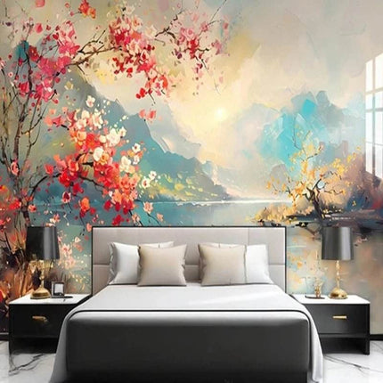 Custom 3D Floral Seaside Beach Landscape Mural Wallpaper - Wallpaper - jiadou - Melin - Mad Fly Essentials