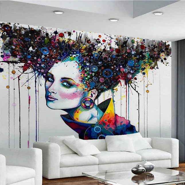 Custom 3D Modern Abstract Lady Mural Wallpaper - Wallpaper - jiadou - Melin - Mad Fly Essentials