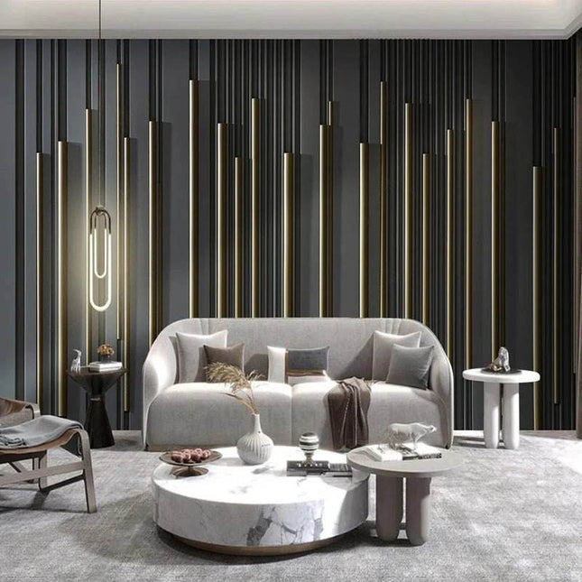 Custom 3D Modern Lines Black Mural Wallpaper - Wallpaper - jiadou - Melin - Mad Fly Essentials
