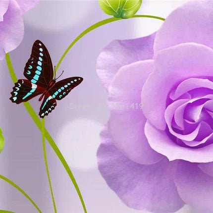Custom 3D Purple Rose Mural Wallpaper - Mad Fly Essentials