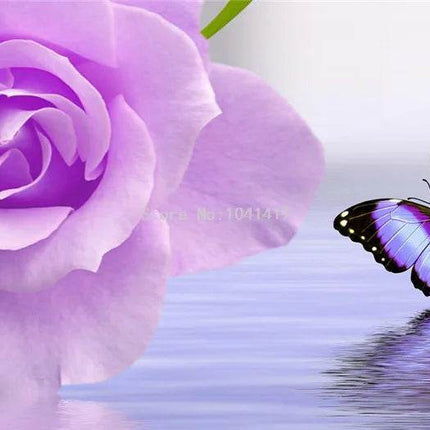 Custom 3D Purple Rose Mural Wallpaper - Wallpaper - jiadou - Melin - Mad Fly Essentials