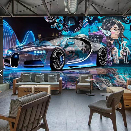 Custom 3D Street Graffiti Sports Car Mural Wallpaper - Wallpaper - JD Home Decor - Mad Fly Essentials