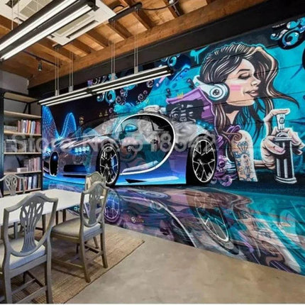 Custom 3D Street Graffiti Sports Car Mural Wallpaper - Wallpaper - JD Home Decor - Mad Fly Essentials