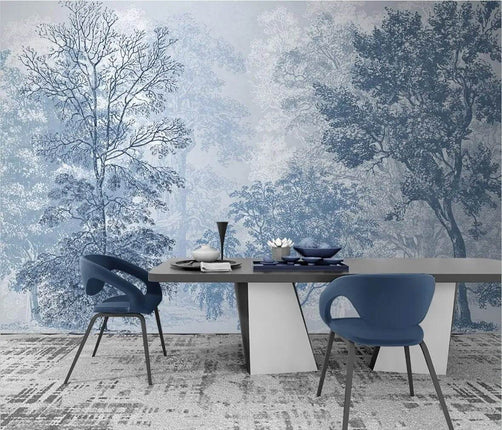 Custom Blue Forest Animal Mural 3D Wallpaper - 3D Wallpaper - JD Home Decor - Mad Fly Essentials