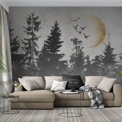 Custom Blue Forest Animal Mural 3D Wallpaper - Mad Fly Essentials