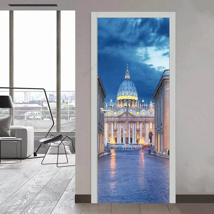 Custom Modern Minimalist 3D Skyscraper Door Wallpaper - Mad Fly Essentials