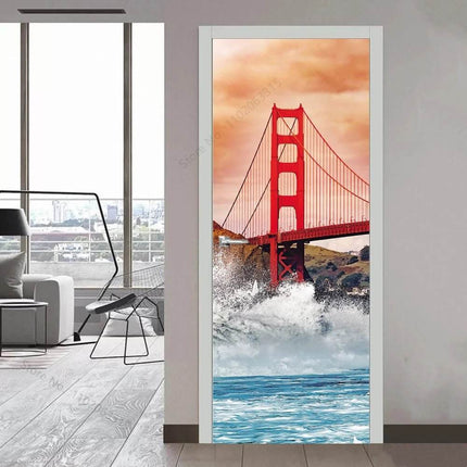 Custom Modern Minimalist 3D Skyscraper Door Wallpaper - Wallpaper - Beibehang - Mad Fly Essentials