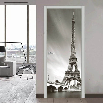 Custom Modern Minimalist 3D Skyscraper Door Wallpaper - Wallpaper - Beibehang - Mad Fly Essentials