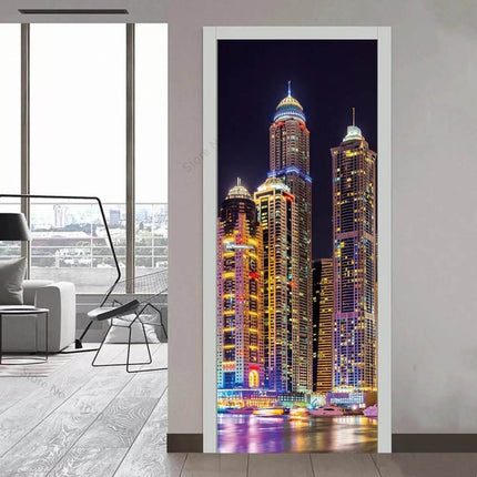 Custom Modern Minimalist 3D Skyscraper Door Wallpaper - Wallpaper - Beibehang - Mad Fly Essentials