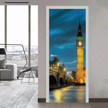 Custom Modern Minimalist 3D Skyscraper Door Wallpaper - Wallpaper - Beibehang - Mad Fly Essentials