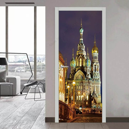 Custom Modern Minimalist 3D Skyscraper Door Wallpaper - Wallpaper - Beibehang - Mad Fly Essentials