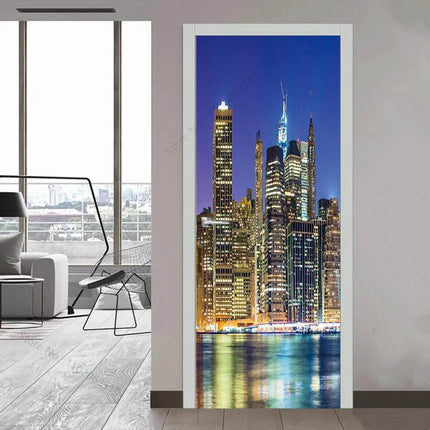 Custom Modern Minimalist 3D Skyscraper Door Wallpaper - Wallpaper - Beibehang - Mad Fly Essentials